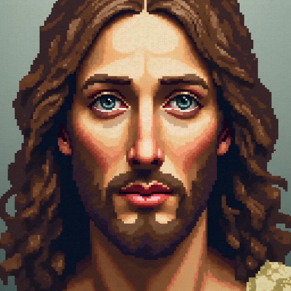 Jesus Face Mosaic of Tiny Era Tiles