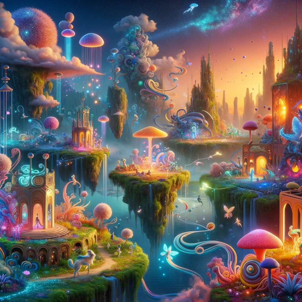 Fantasy Floating Islands Magical Creatures