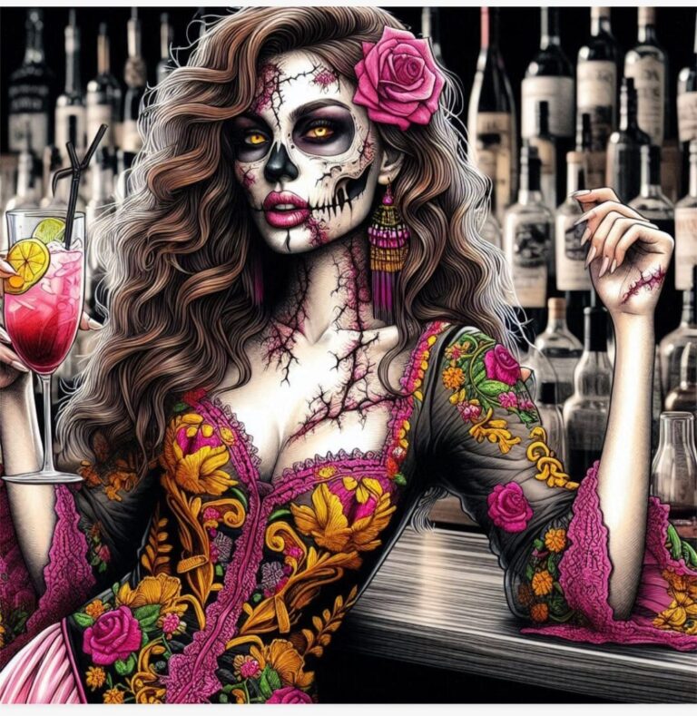 Gorgeous Zombie Woman in Bar Scene