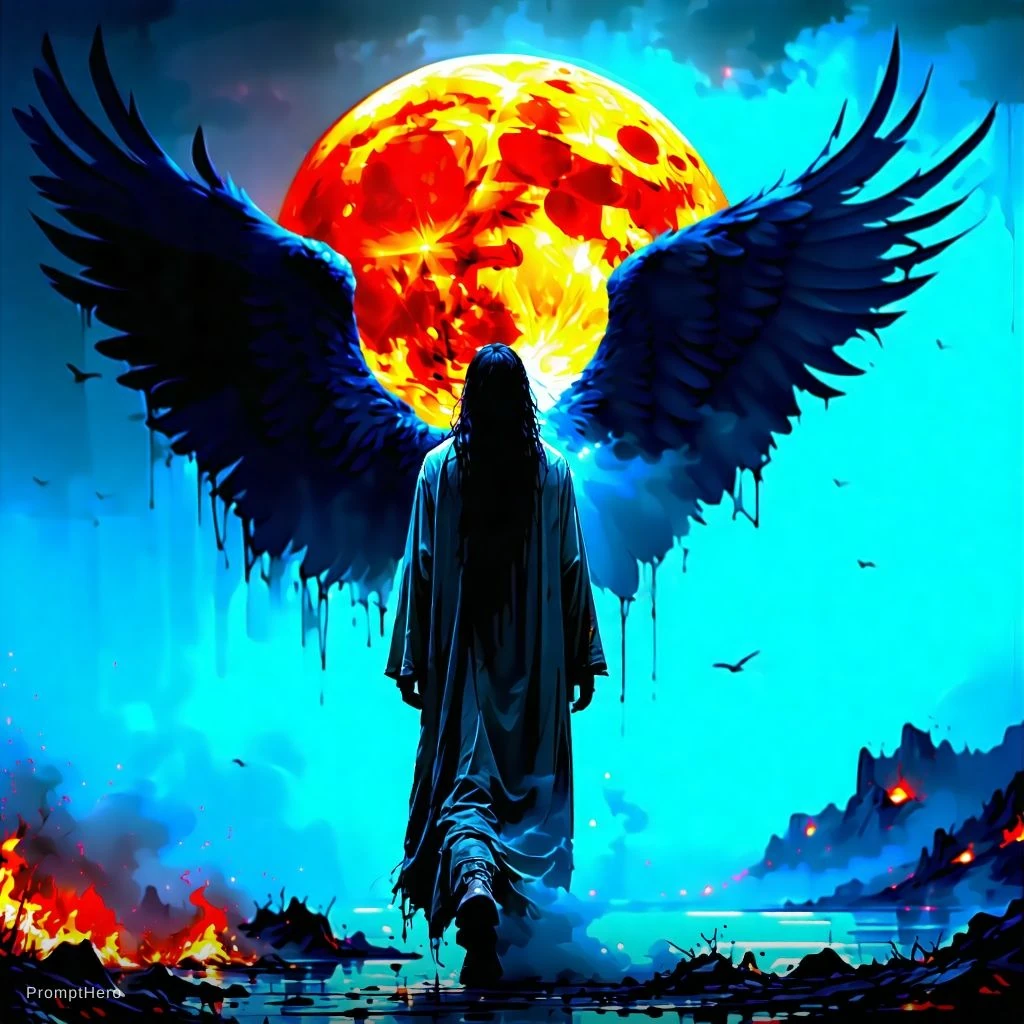 Dark Moon Wings Dystopian Illustration
