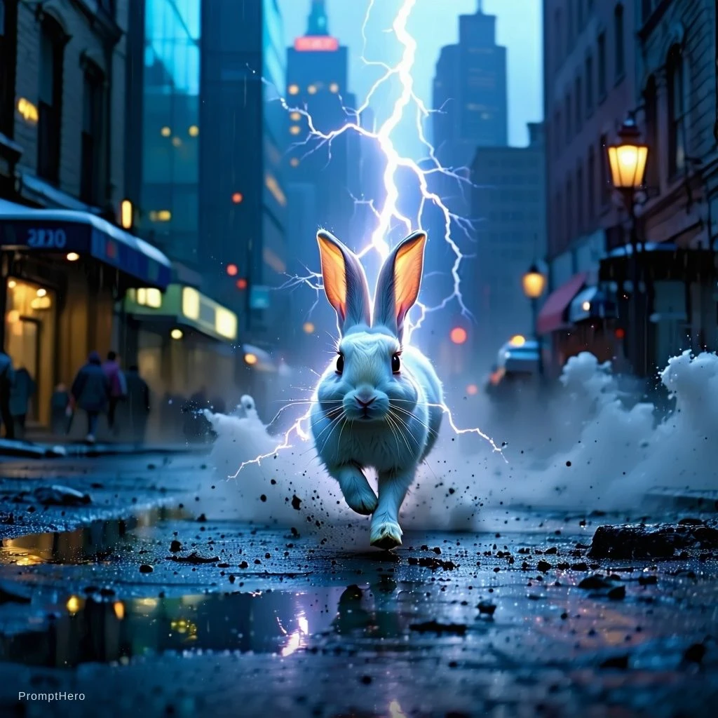 White Rabbit Lightning Cityscape