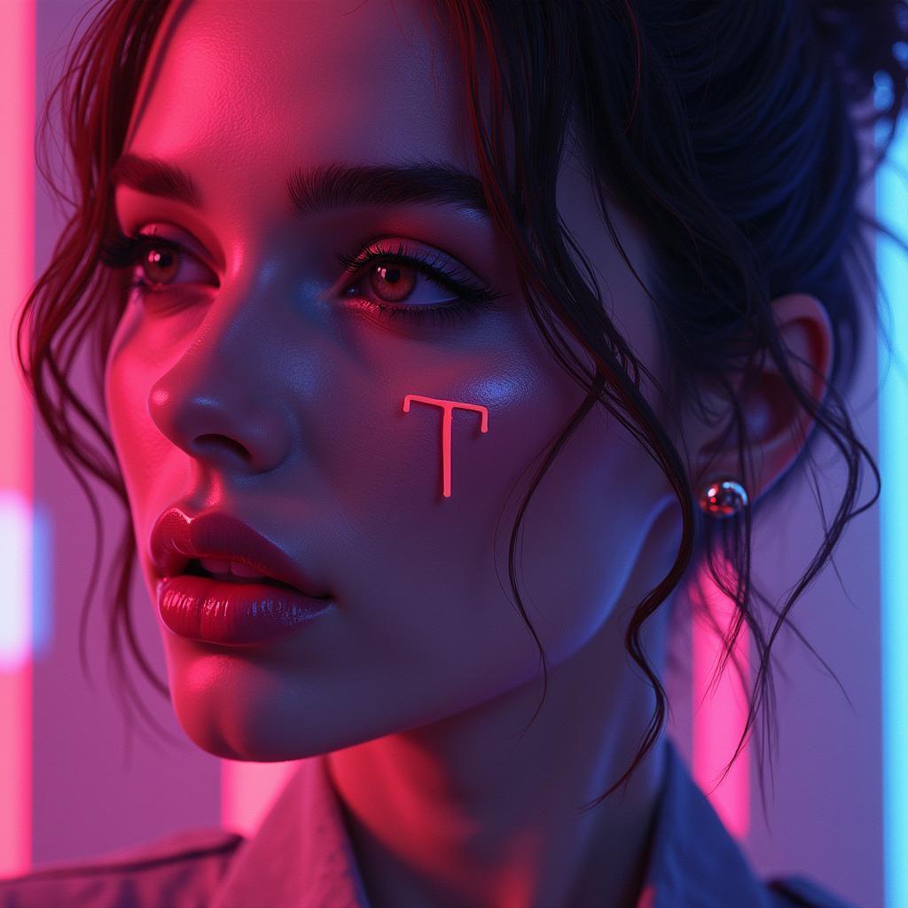Natalie Portman in Neonpunk Fantasy Glow