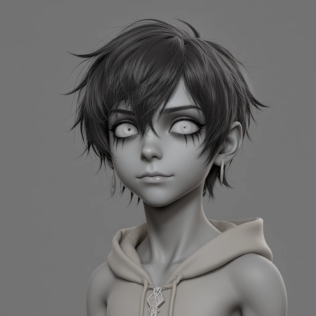 Dark Haired Boy Gothcore Caricature