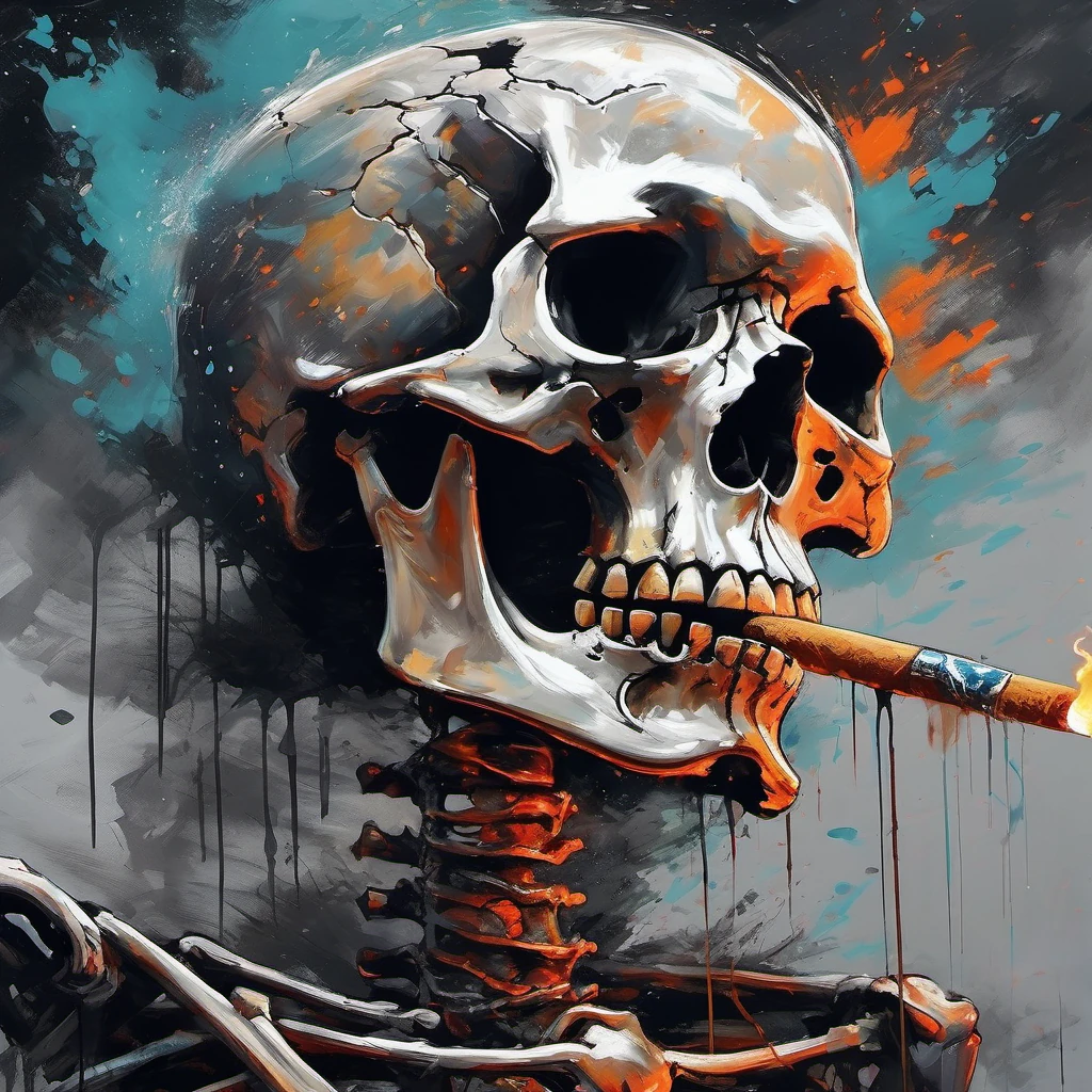 Smoking Skeleton Portrait Acrylic