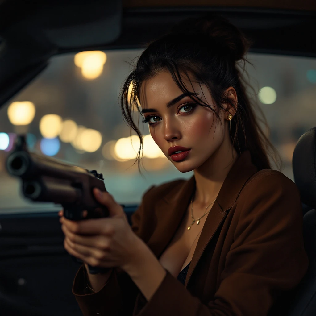 Woman With Shotgun Parking Lot