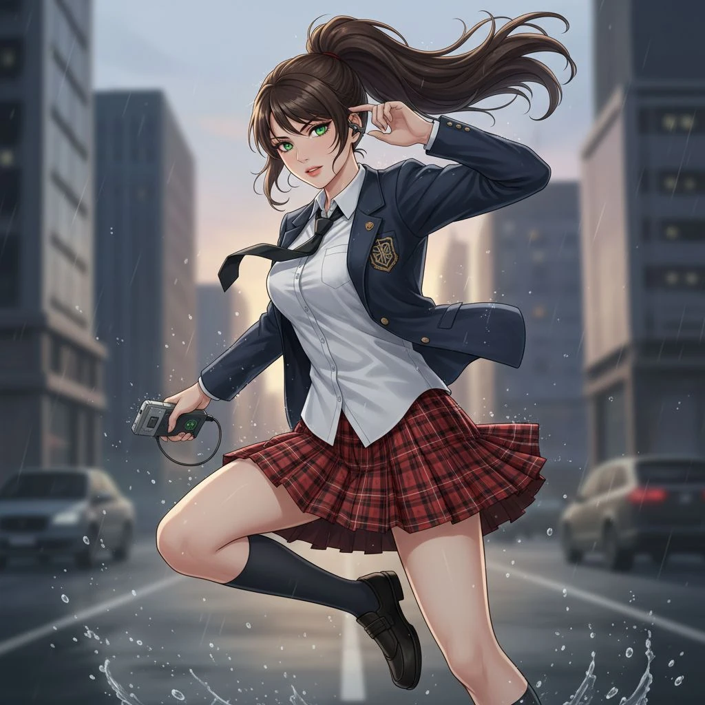 Teenage Girl Plaid Skirt Female Spy