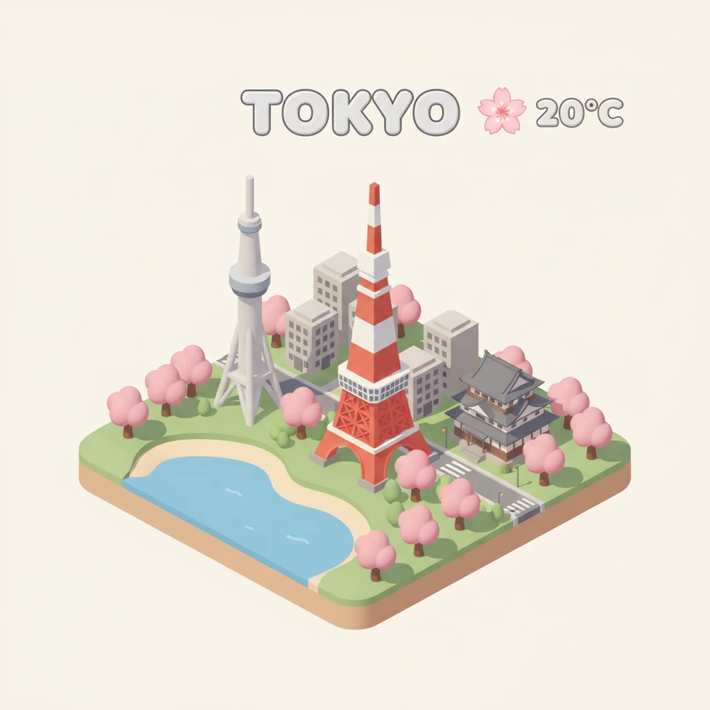 Miniature Tokyo City Isometric Art