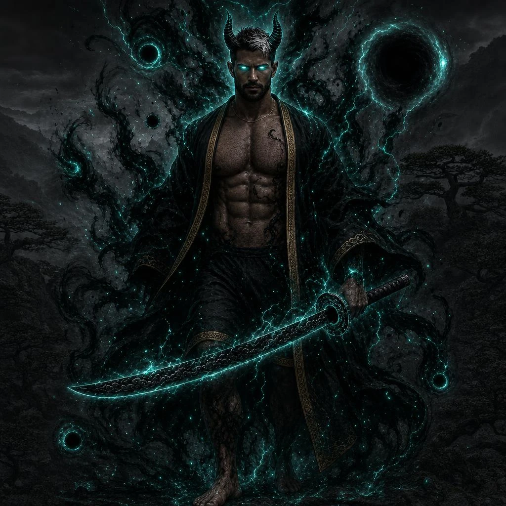 Man Teal God Aura Black Hole Dragon