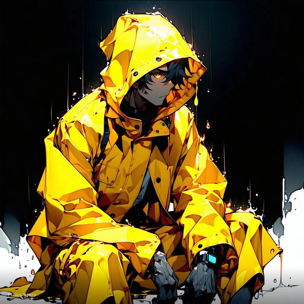 Handsome Male Raincoat Sitting Portrait