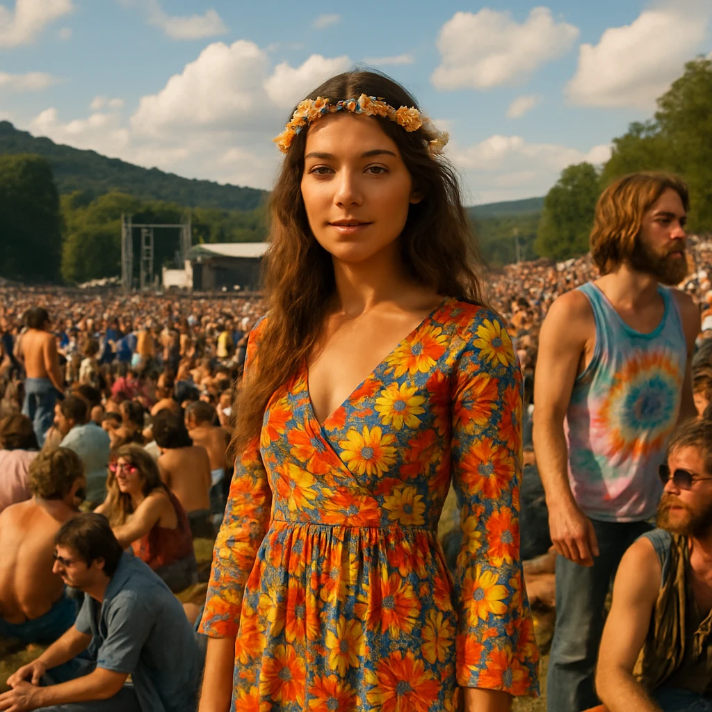 Woman Woodstock Festival 1968 Period