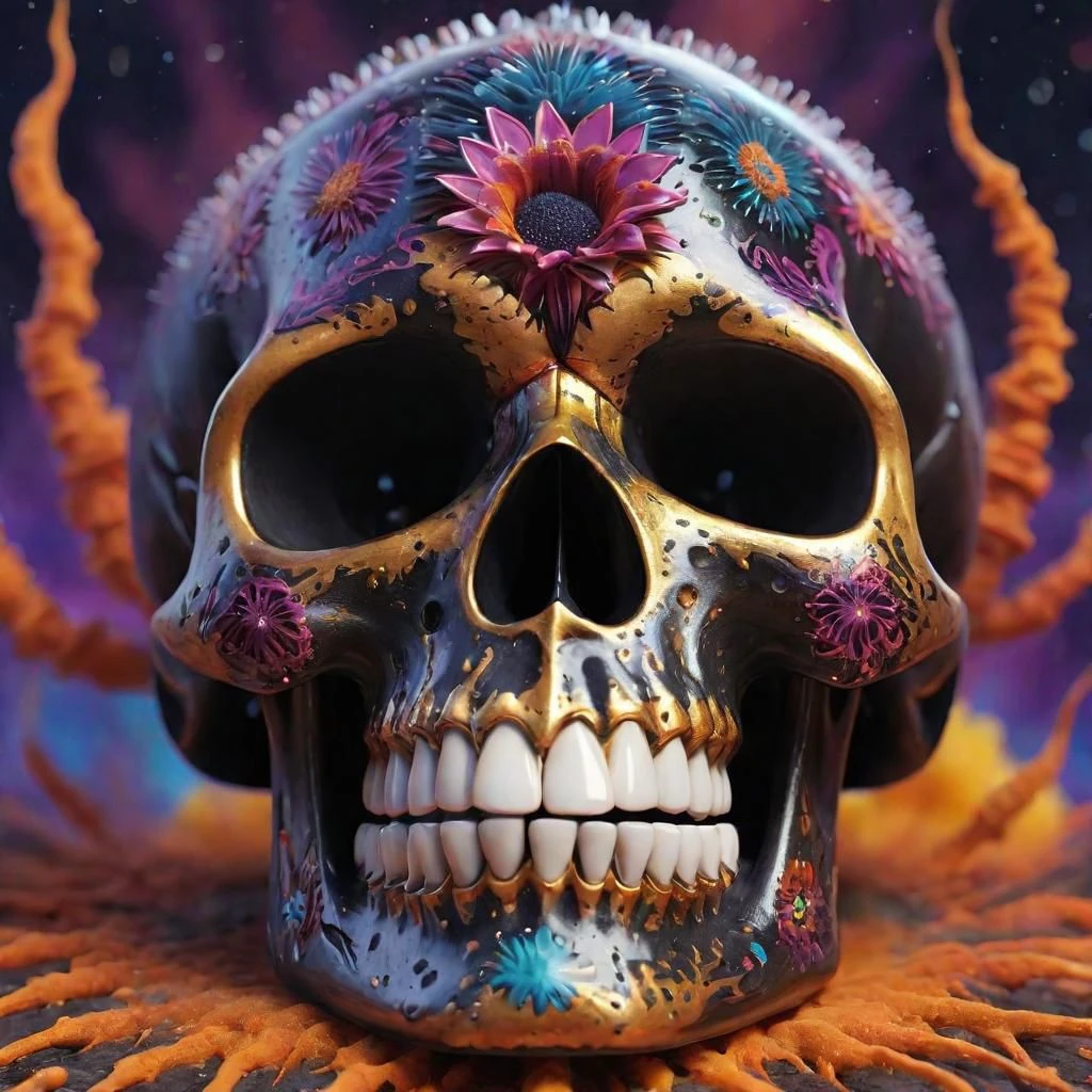 Ferrofluid Skull Dia De Muertos Nebula