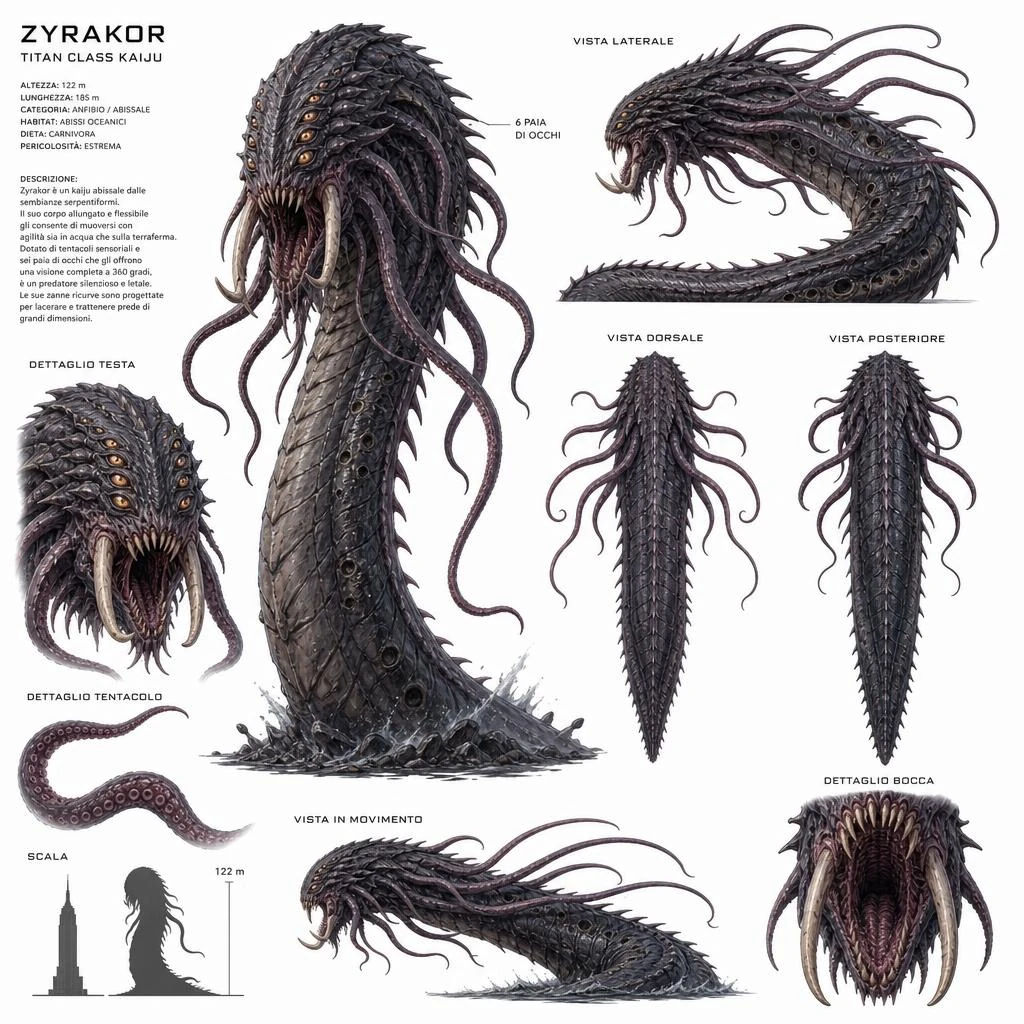 Kaiju Character Sheet Tentacles Teeth