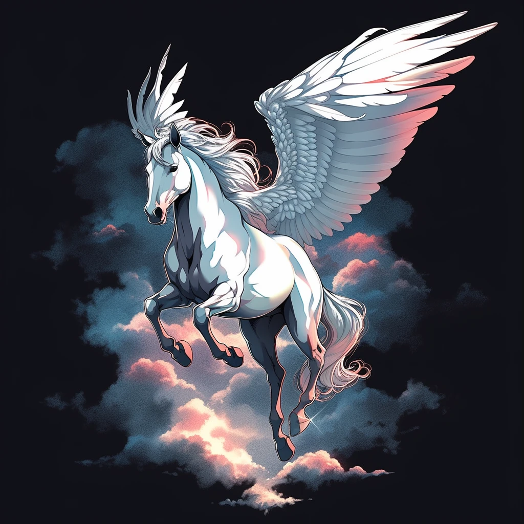Pegasus Galloping Clouds Ethereal Design