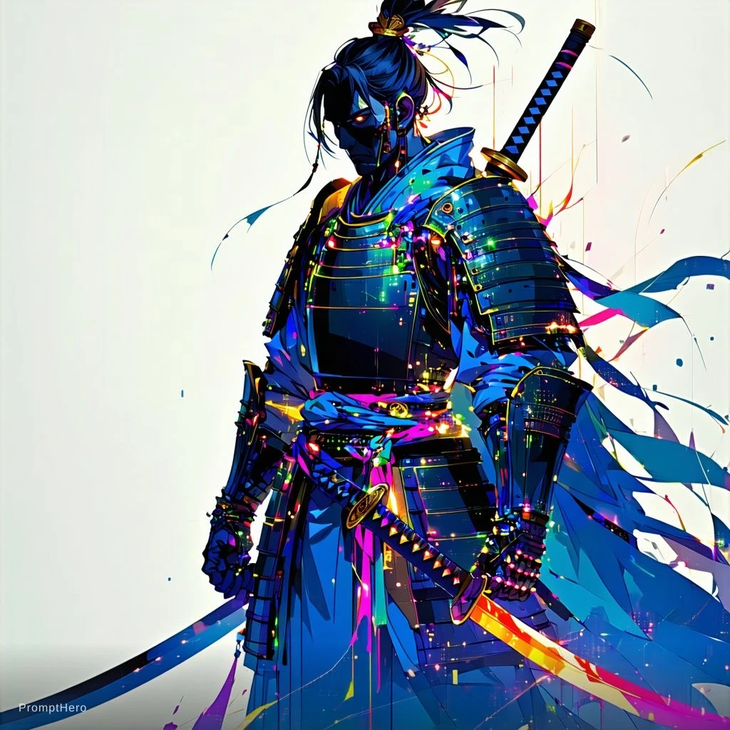 Cyberpunk Shogun Neon Illustration