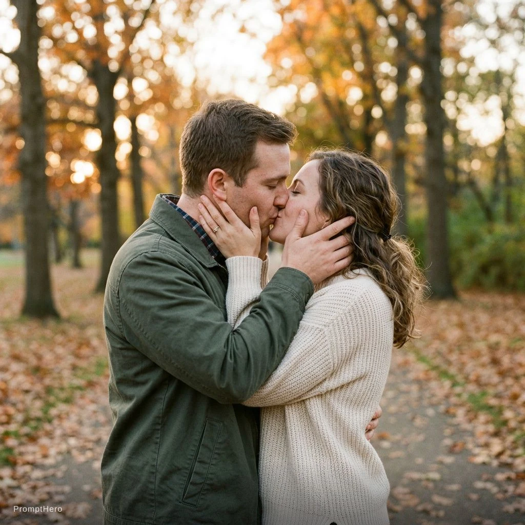 Couple Passionate French Kiss Expression