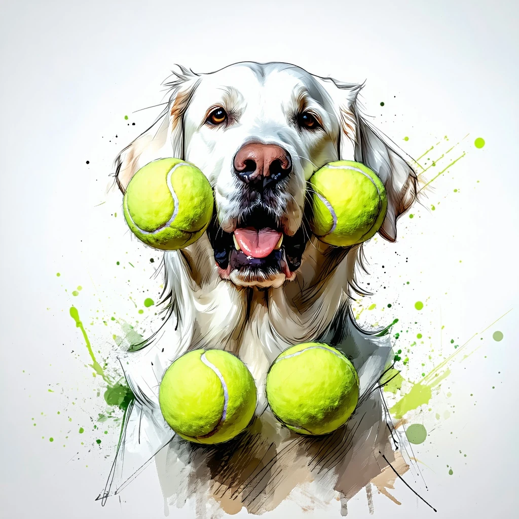 White Labrador Tennis Balls Wax Crayon