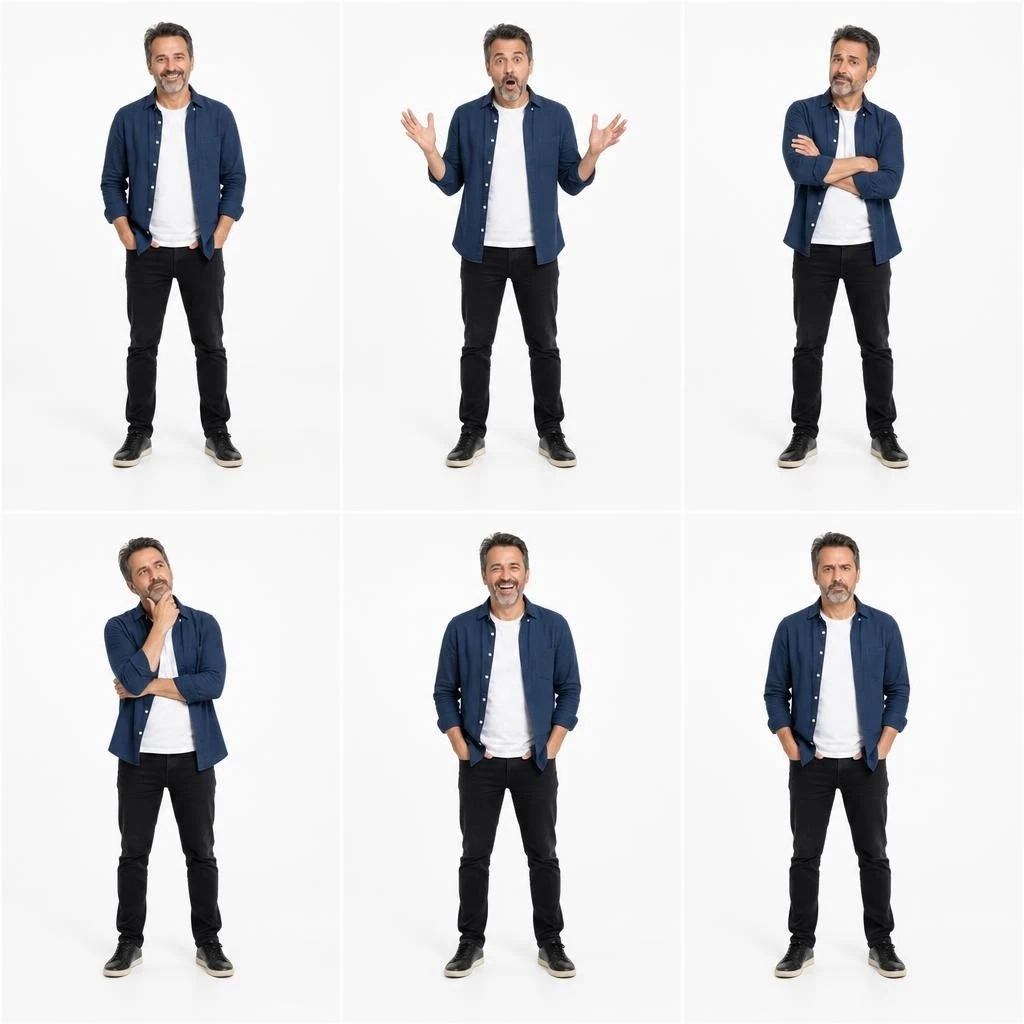 Middle Age Man Six Expressions Studio
