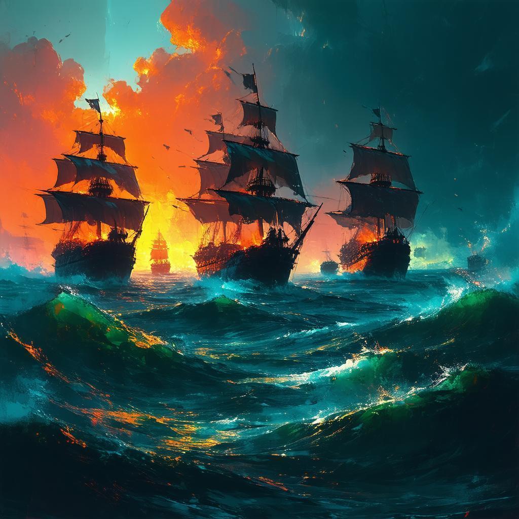 Cyberpunk Pirate Battles on Vivid Seas