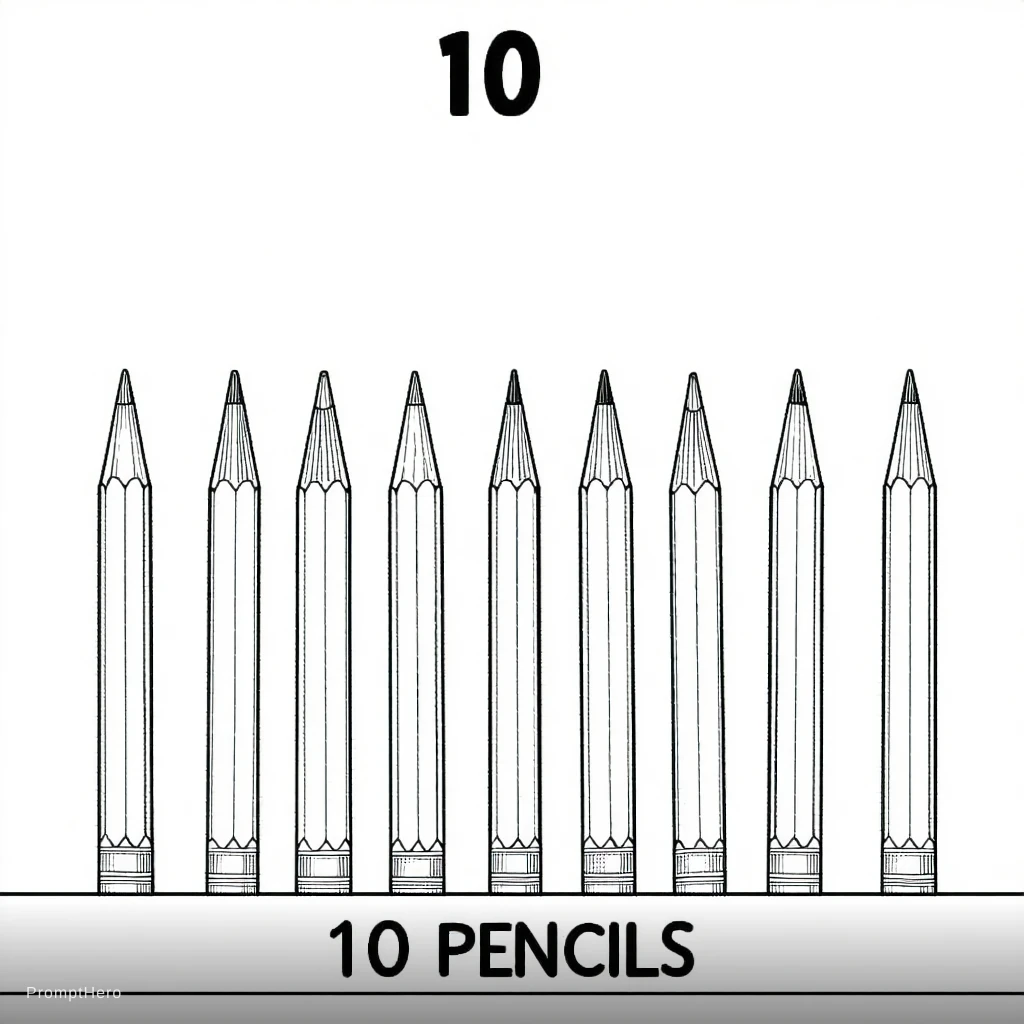 Number Ten Pencils Coloring Book