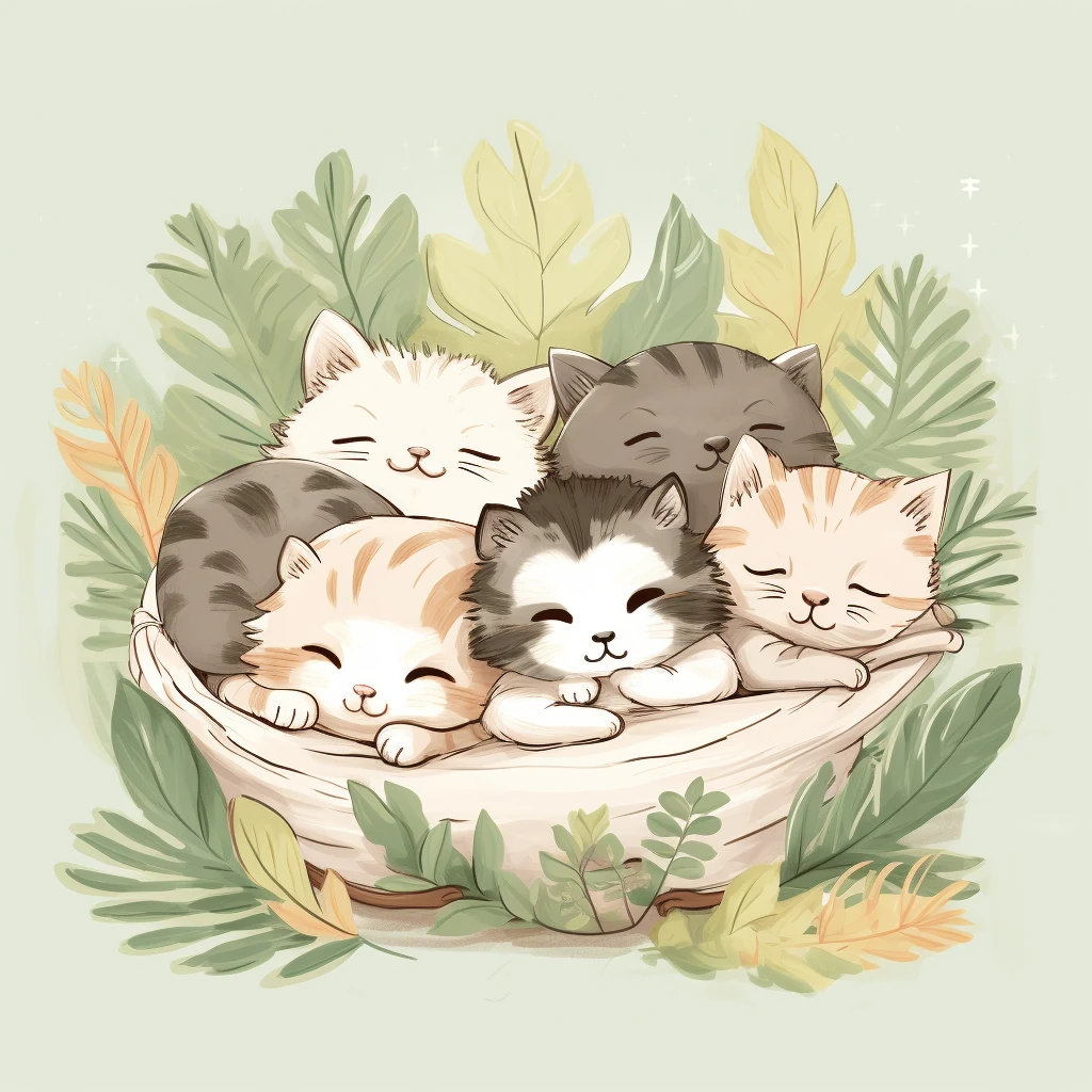 Sleeping Pets Watercolor Illustration