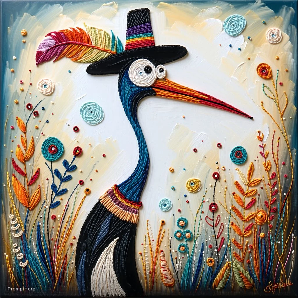 Long Neck Bird Whimsical