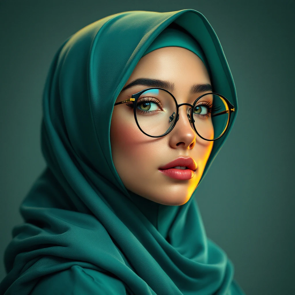 Woman Hijab Glasses Portrait
