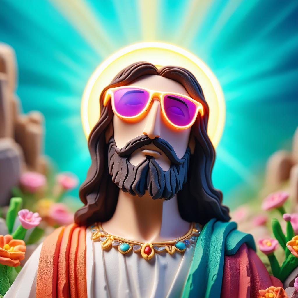 Claymation Jesus Returns in Neon Sunglasses