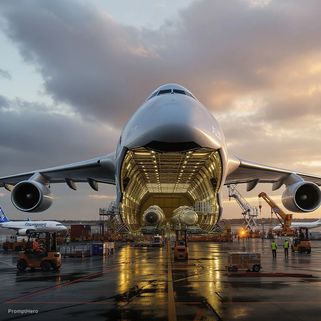 Atlas Ultra Cargo Plane Loading Locomotives