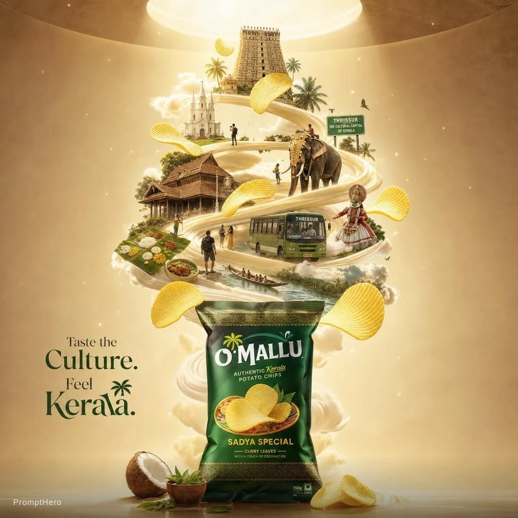Floating Chips Kerala Travel Poster