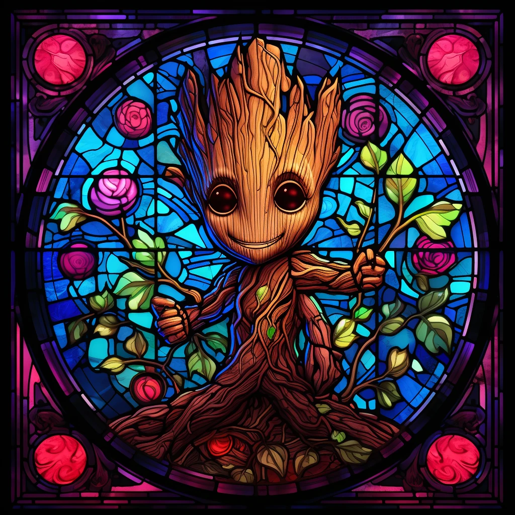 Baby Groot Stained Glass