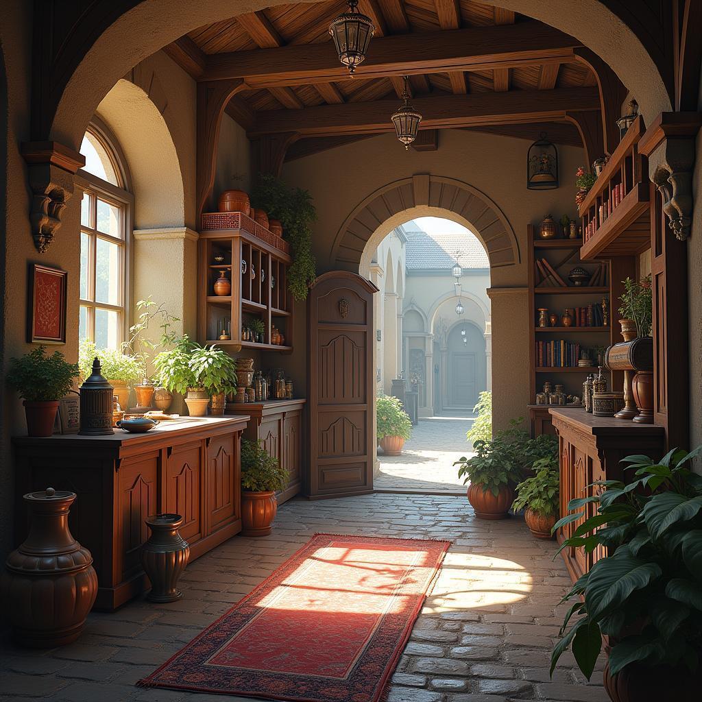 Sunlit Medieval Shop Interior in Fantasy Detail