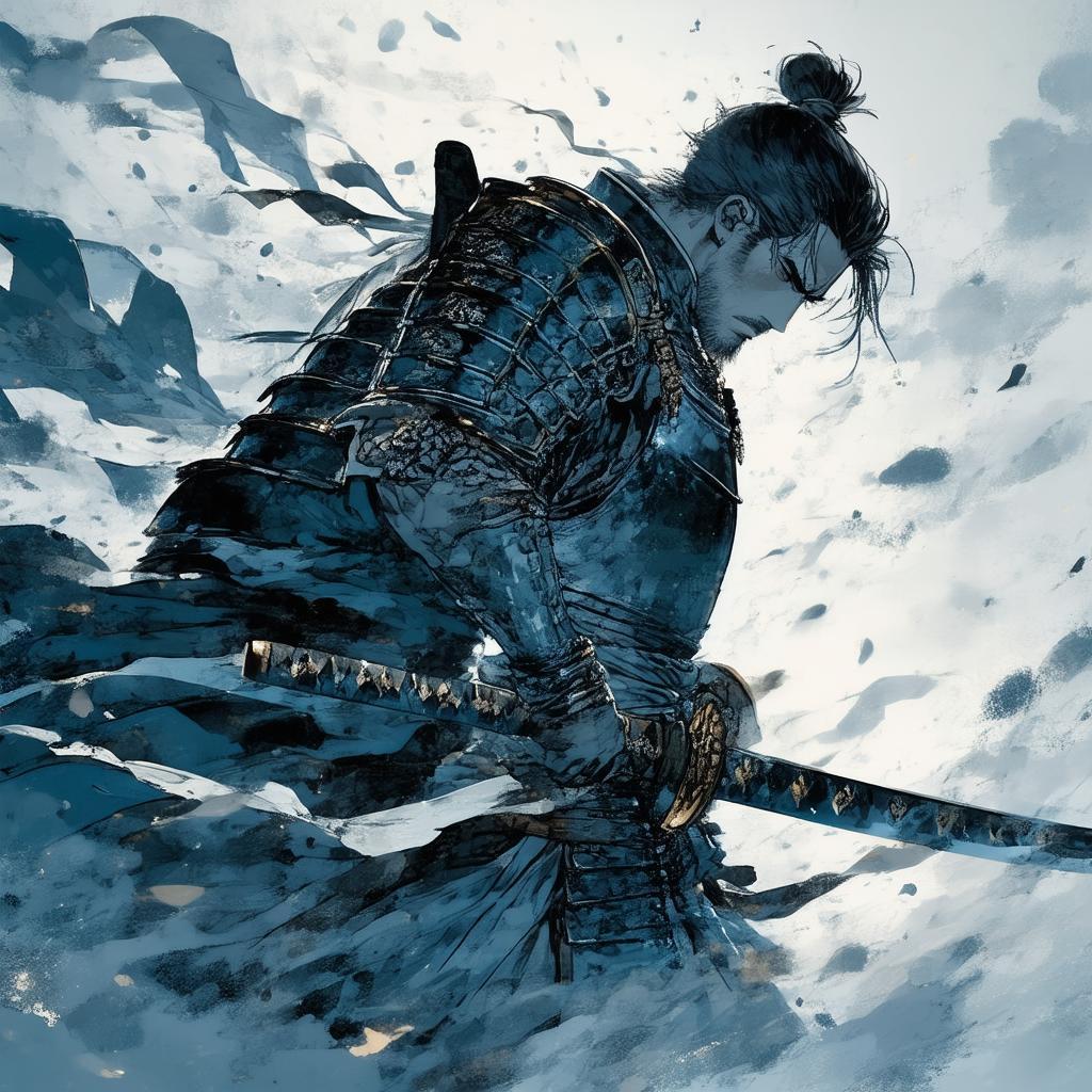 Fearless Manga Warrior Glaring Through the Mist