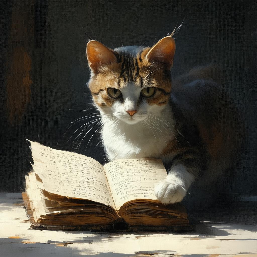 3D Cat Studying a Calculus Book