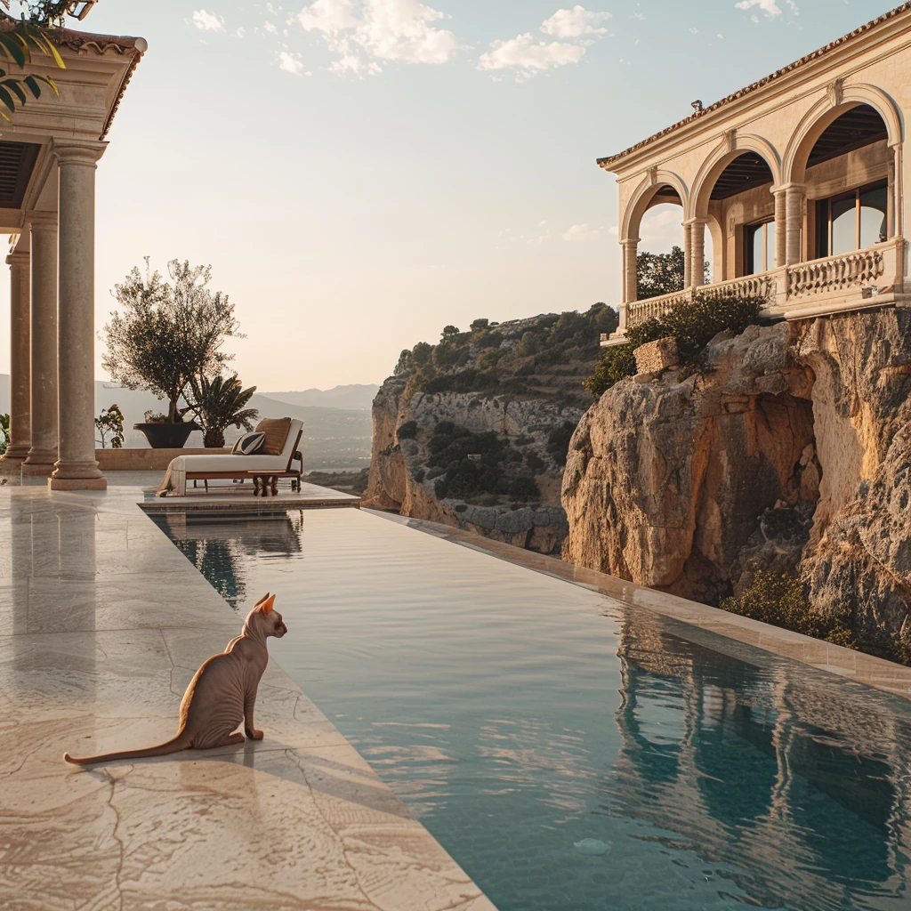 Sphynx on the luxury place