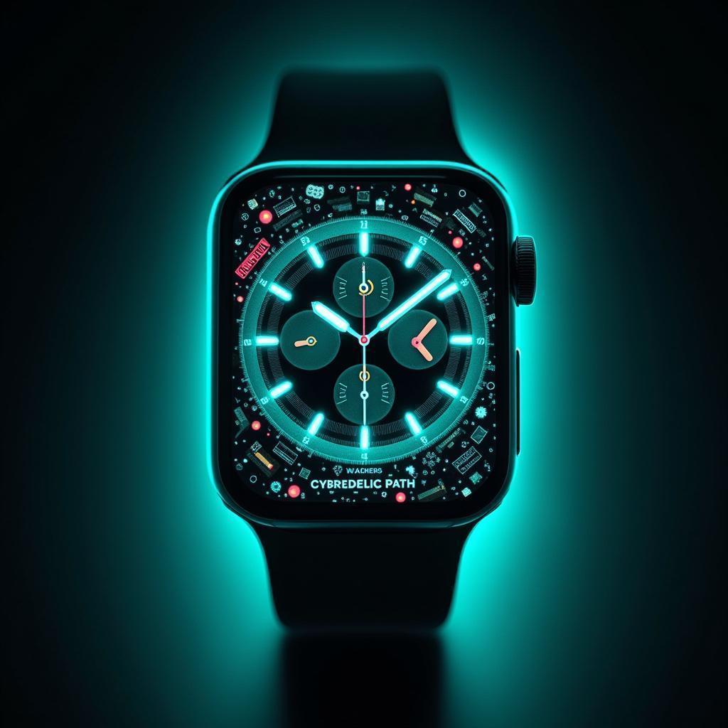 Cyberdelic Apple Watch in Exploded Neon Diagram