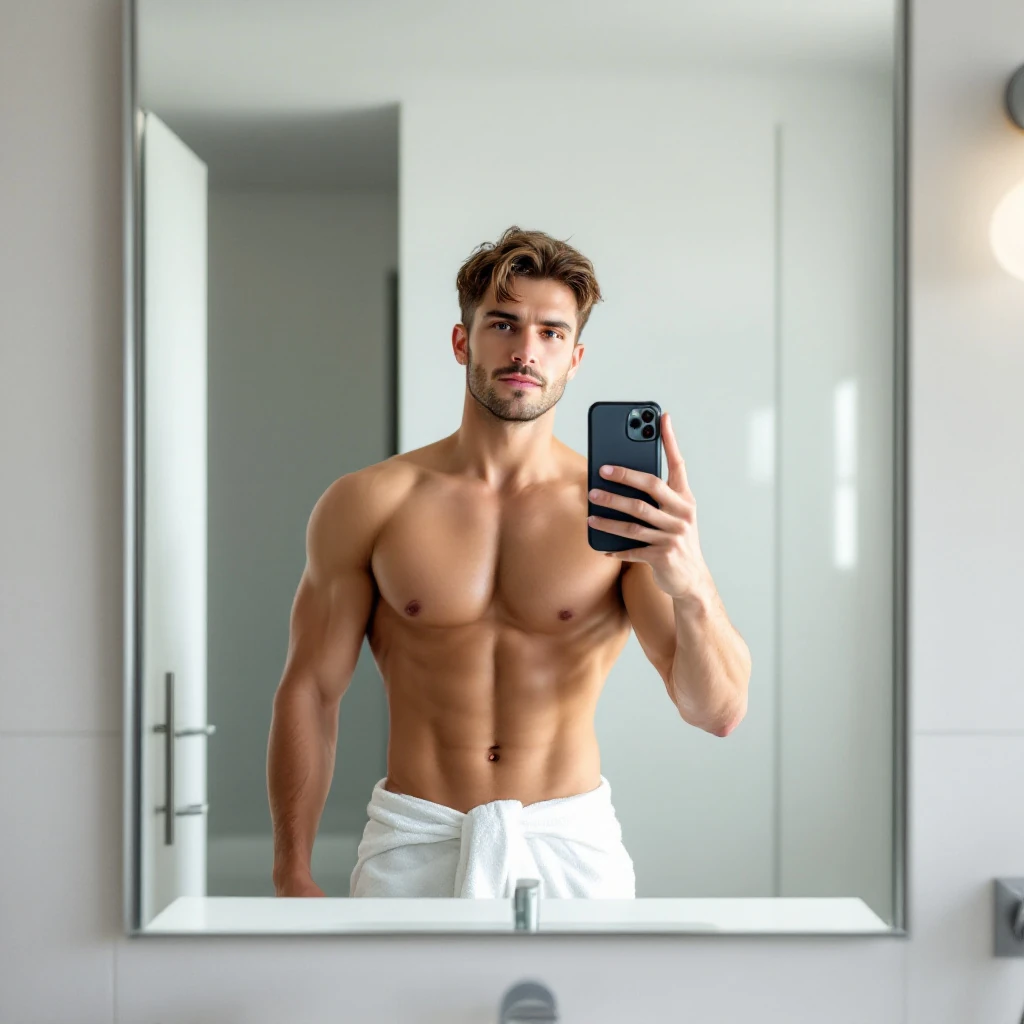Man Bathroom Mirror Selfie