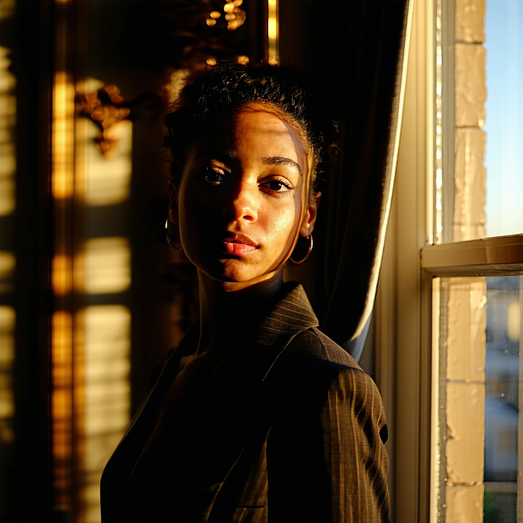 Woman Window Portrait Serene