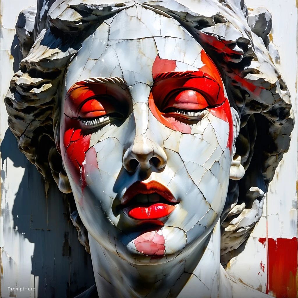 Plaster Statue Abstract Paint