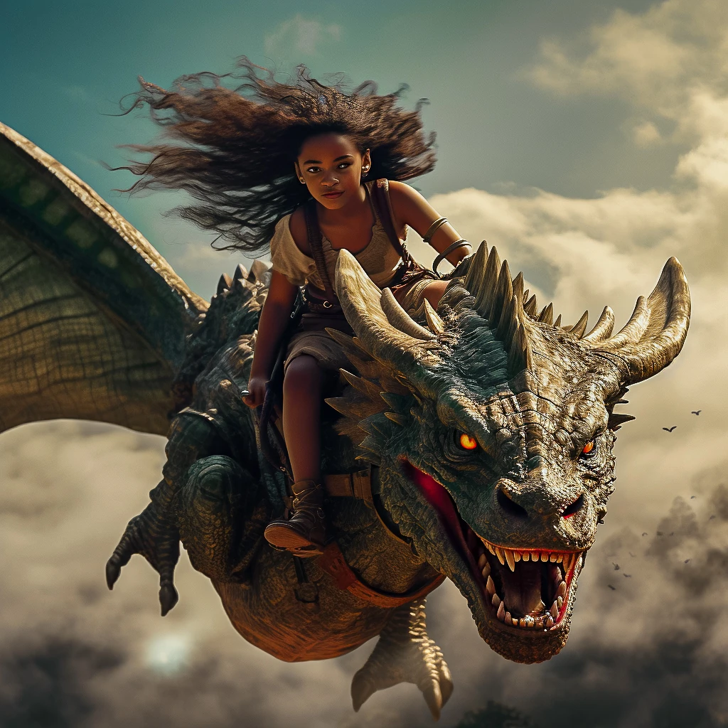 Dragon Girl Flight Surreal