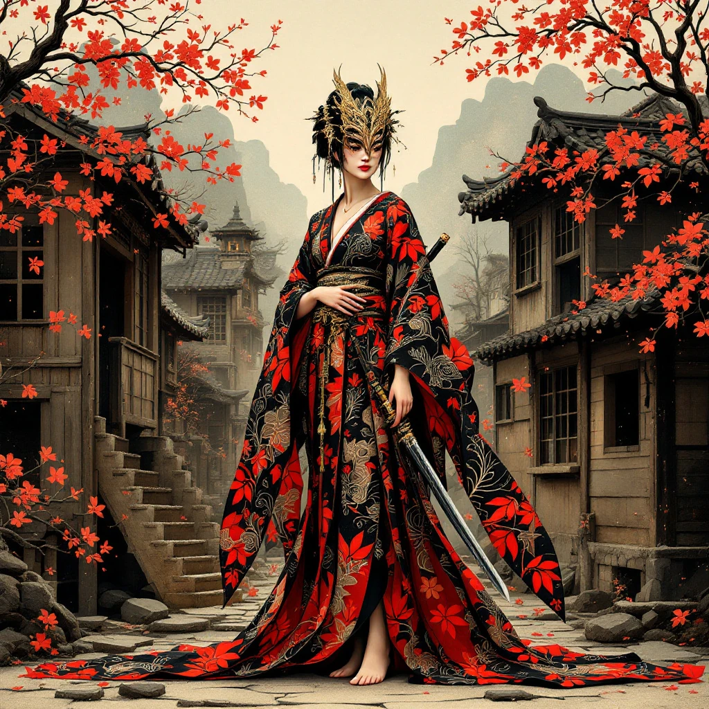 Geisha Ninja Kimono Armor Klimt