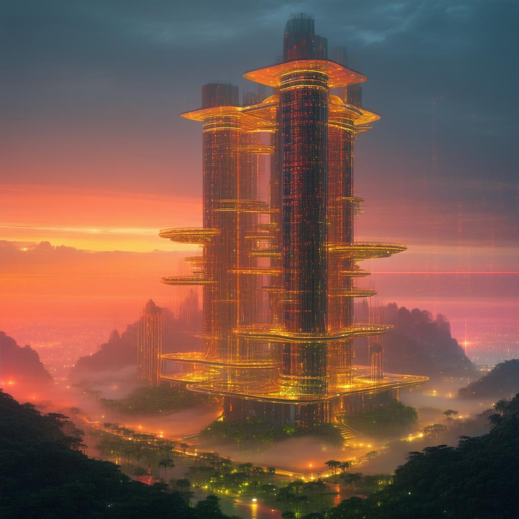 Wright Meets Dali in Foggy Vertical Architecture