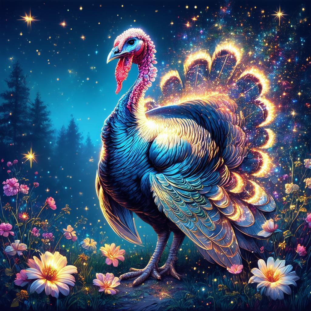 Celestial Roast Turkey Wreathed in Stardust
