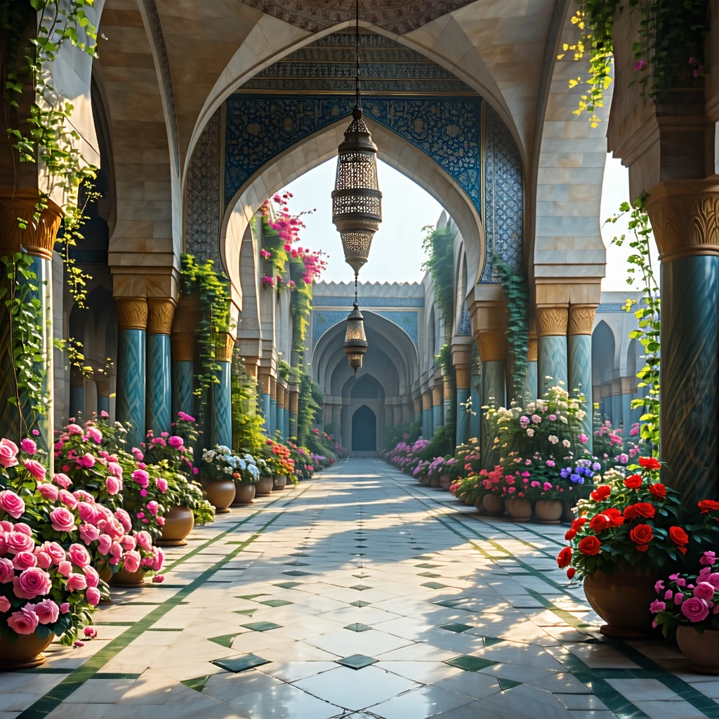 Persian Isfahan Temple Flowers