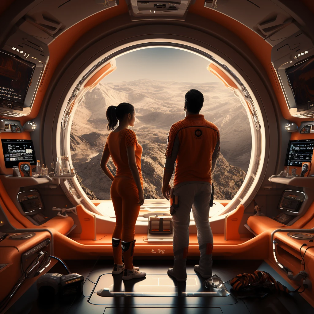 Futuristic Spaceship Interior Uniforms