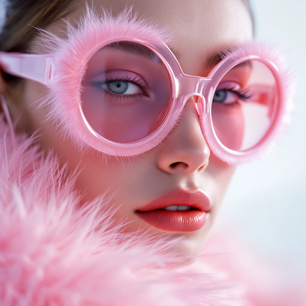 Pink Fur Sunglasses Fashion