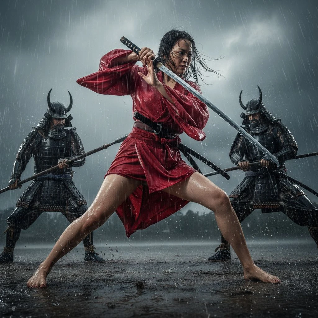 Japanese Warrior Rain Battle