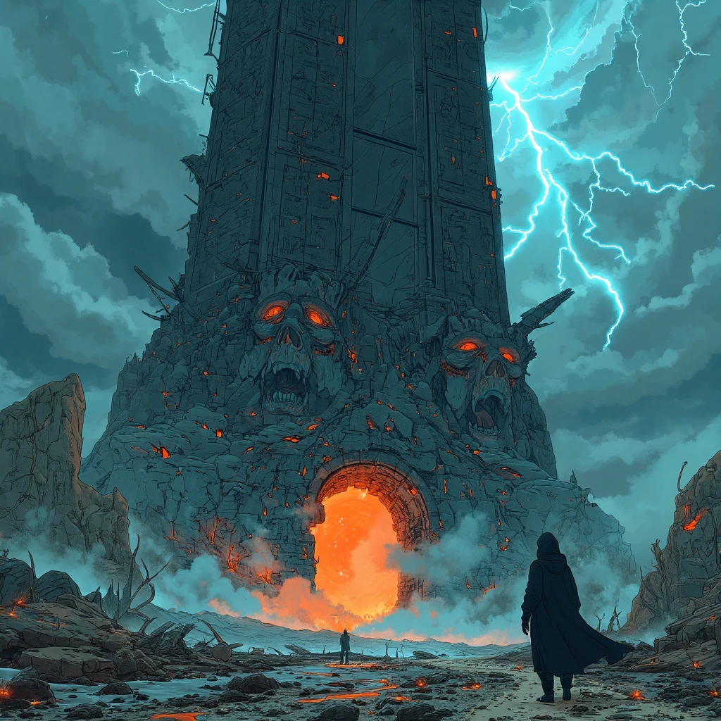 Colossal Dark Tower Above Hellish Gate