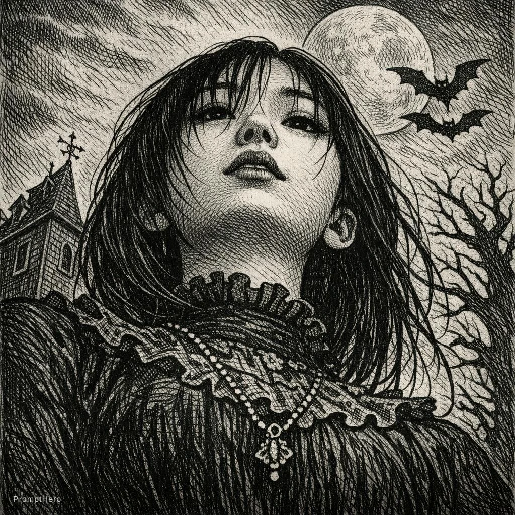 Asian Girl Gorey Portrait