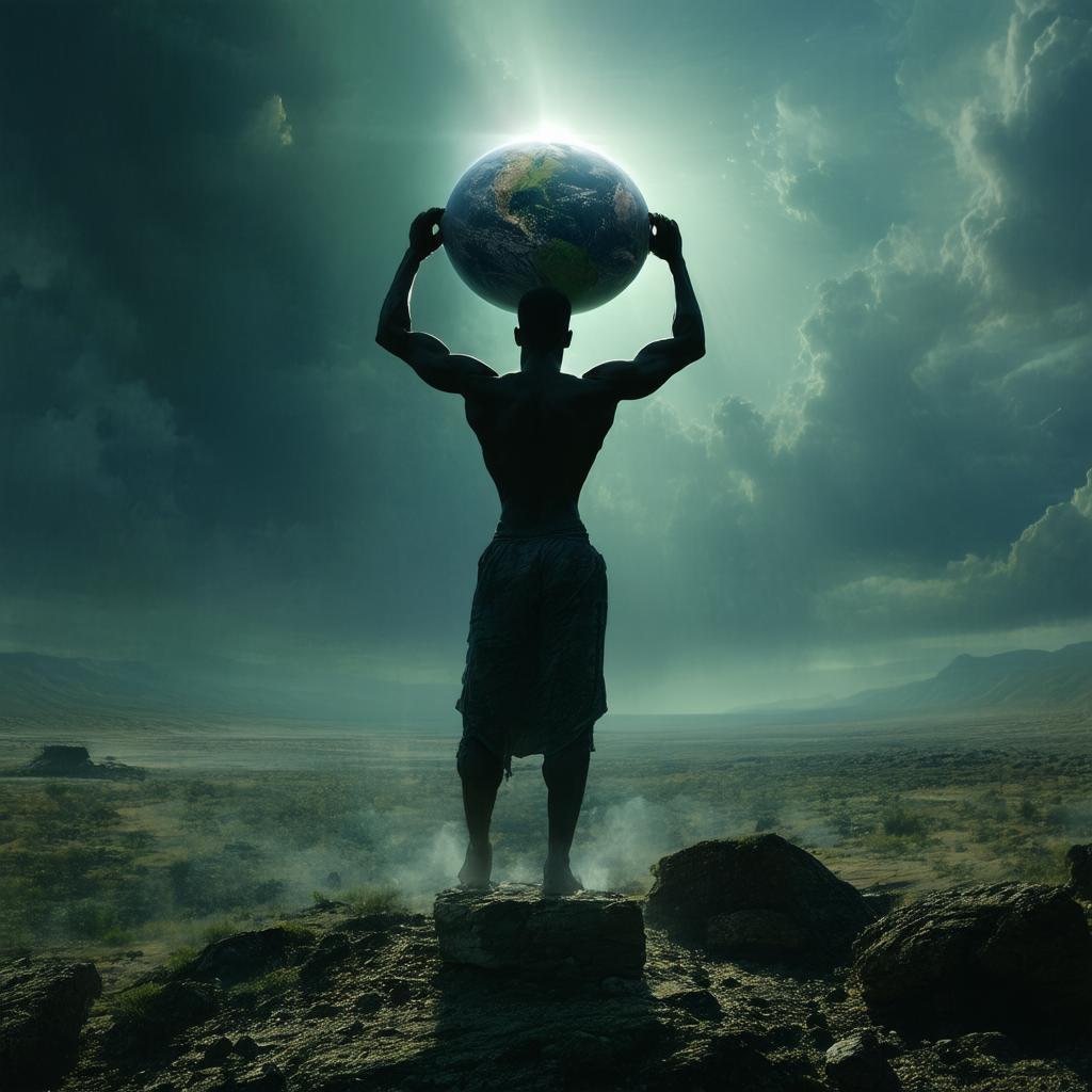 Statuesque Figure Carrying the World's Weight