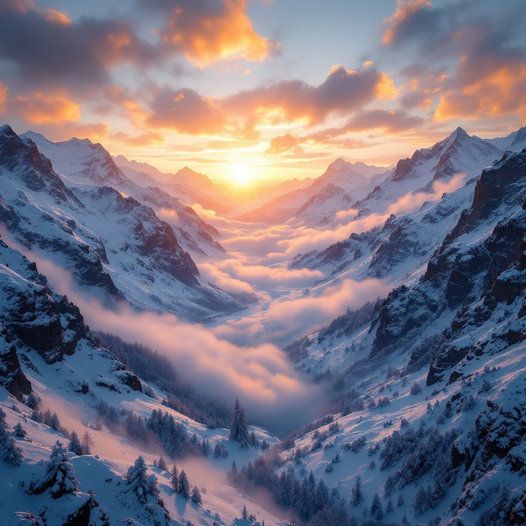 Snowy Mountain Valley Drone